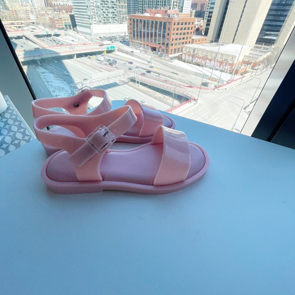MINI MELISSA MAR Sandal RosaPink Glitter Kid's Girly Girl Flat Shoes Size 12 - Picture 3 of 6